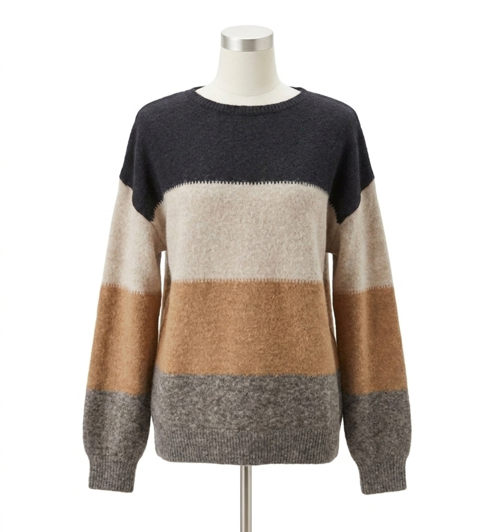 NEW BLUIVY color block knit sweater pullover in black combo
